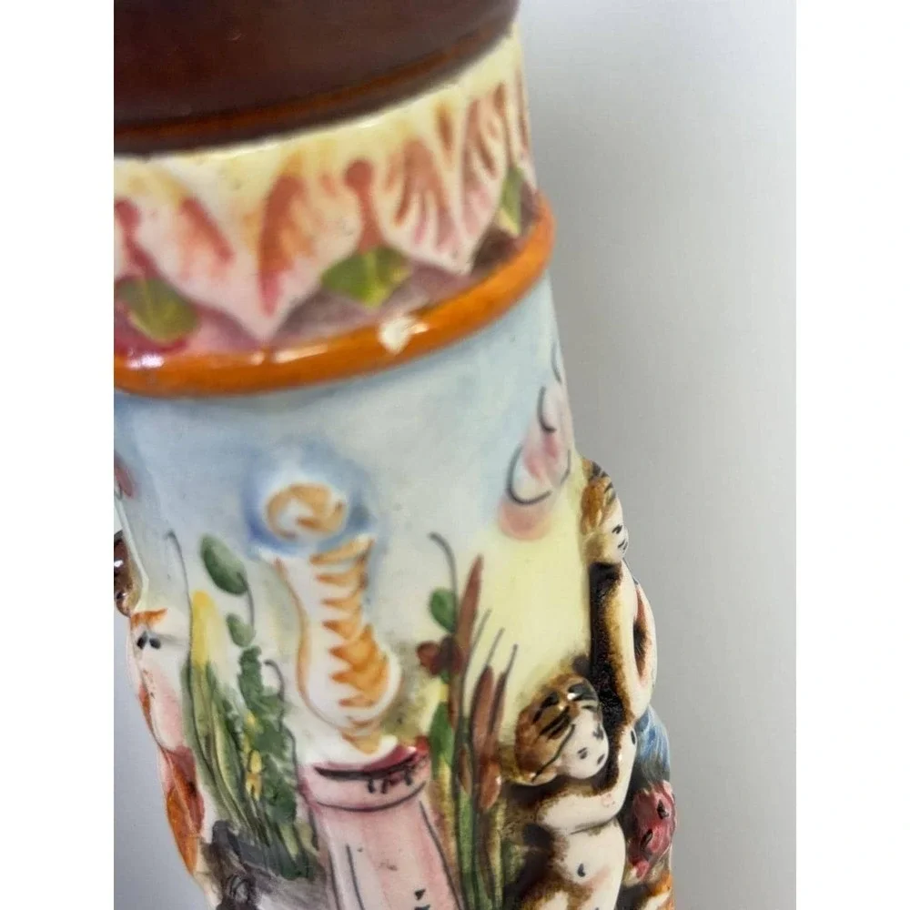 Vintage Italian Ceramic and Wood‎ Figural Pepper Mill Set